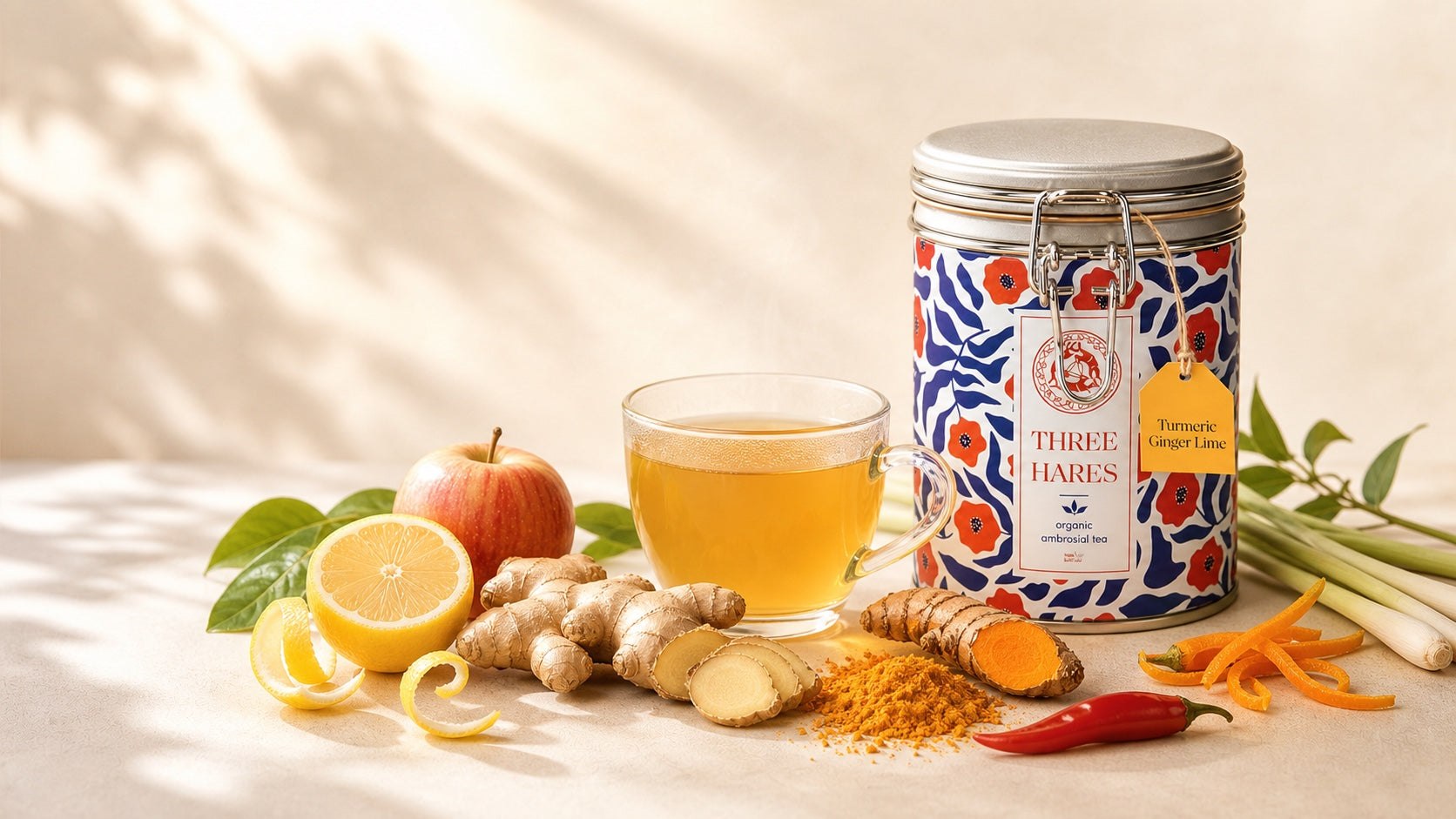 Warm THREE HARES tea ritual